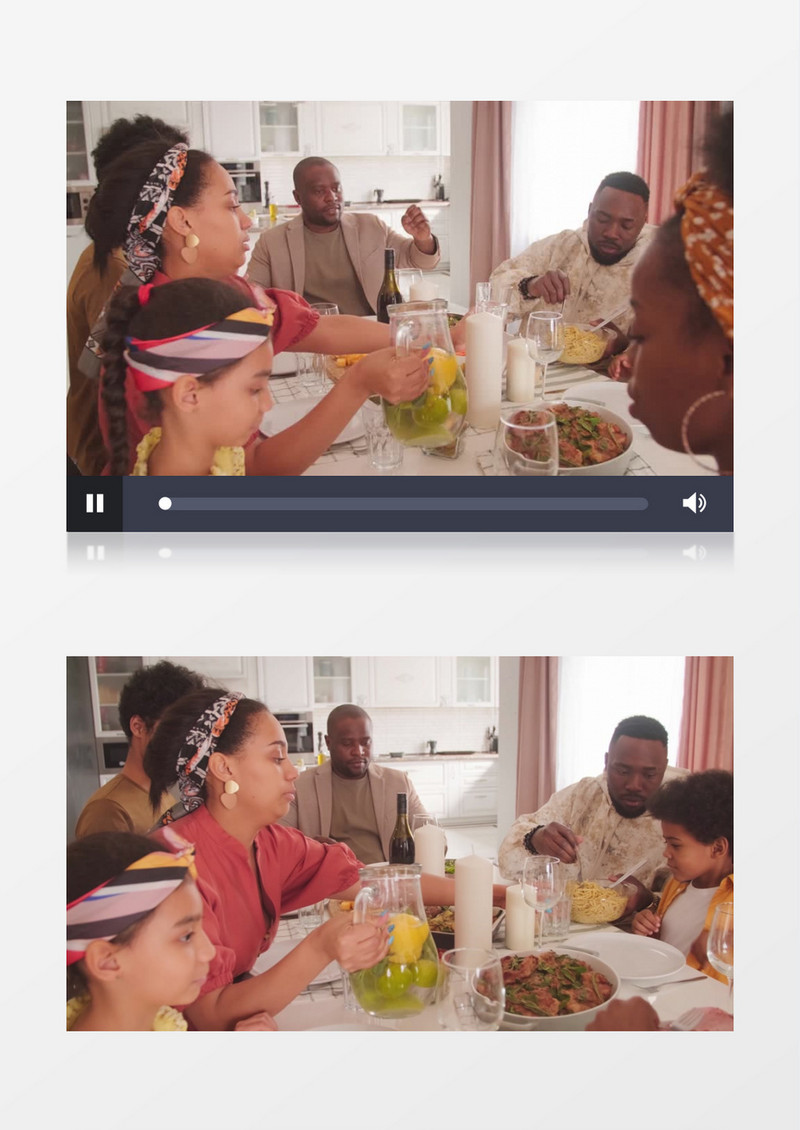 一家人坐在餐桌前吃饭实拍视频素材实拍视频素材