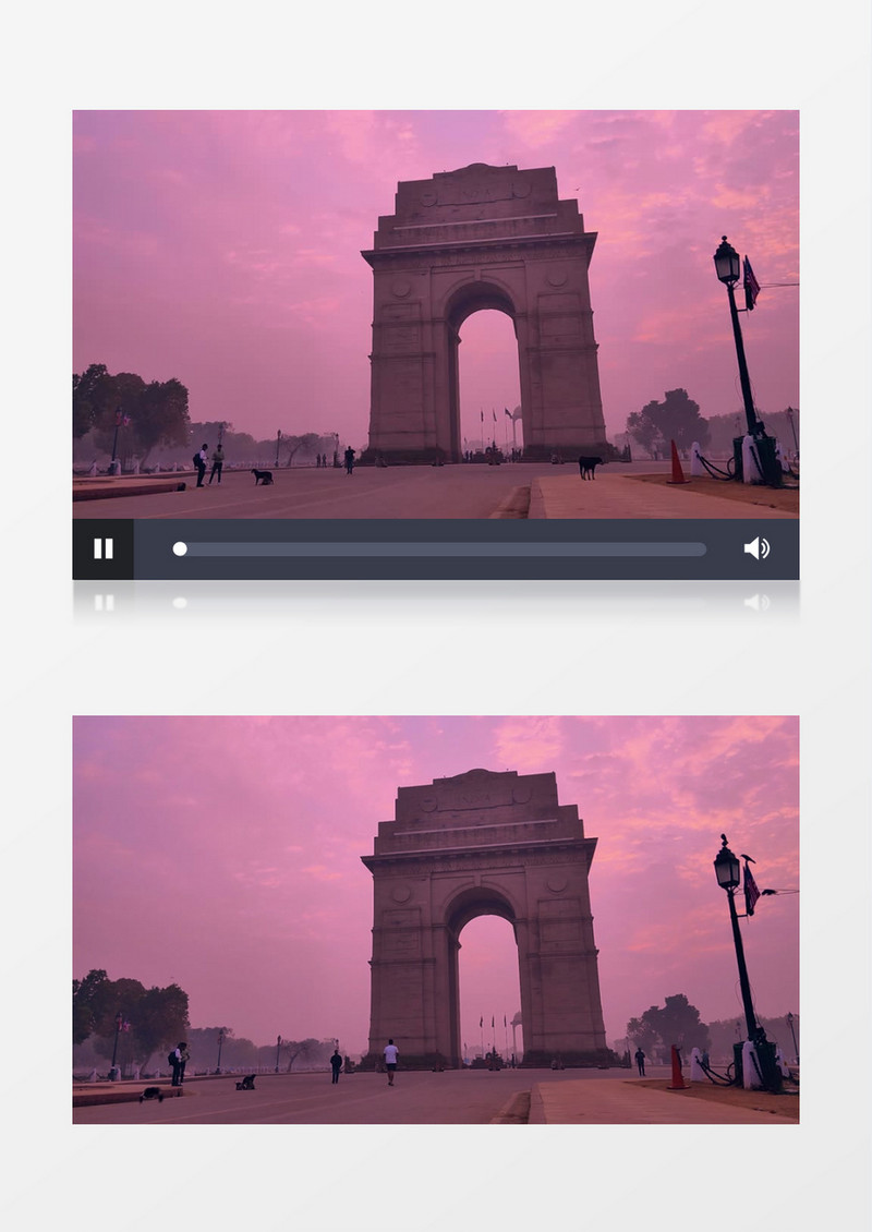 延时拍摄印度门下的游客实拍视频素材