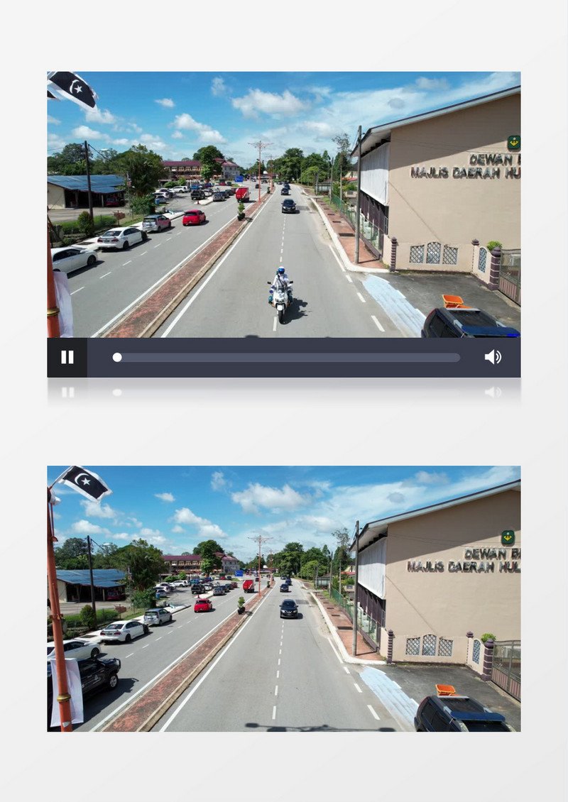 航拍小镇的街道交通实拍视频素材