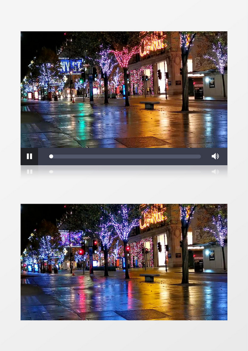 延时拍摄圣诞节街道的灯光实拍视频素材