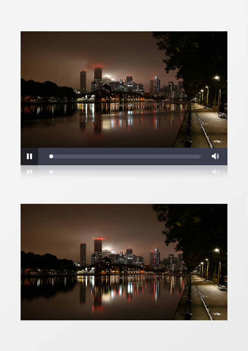 延时拍摄夜晚的河道和城市夜景实拍视频素材