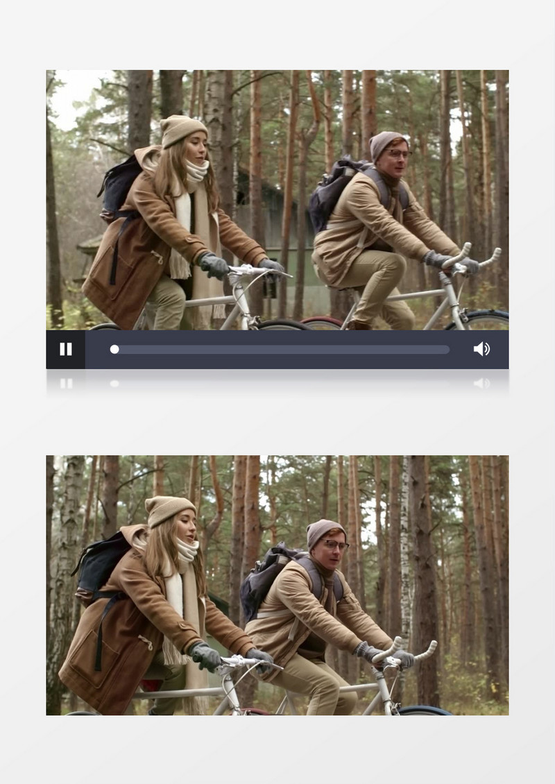 一对情侣在山林里骑行实拍视频素材