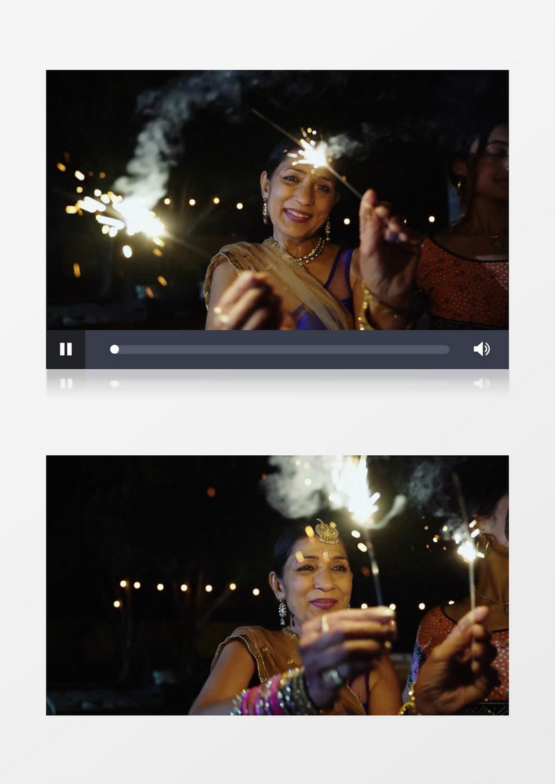 女人在燃放仙女棒实拍视频素材