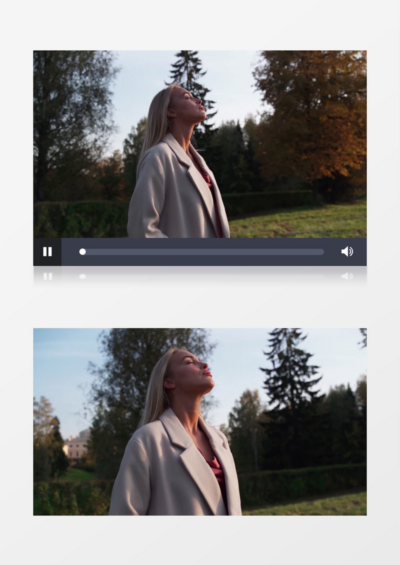 女人站在公园里呼吸新鲜空气实拍视频素材