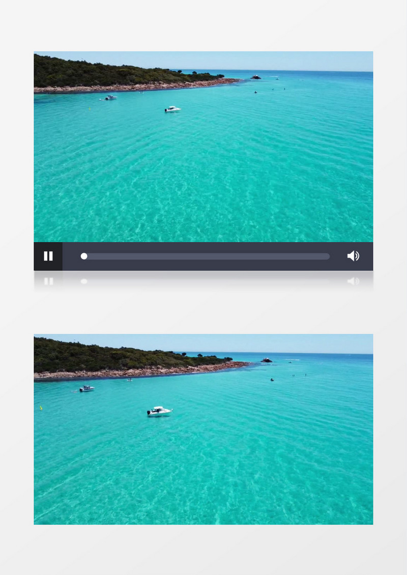 碧蓝色的海水和周边的山景实拍视频素材