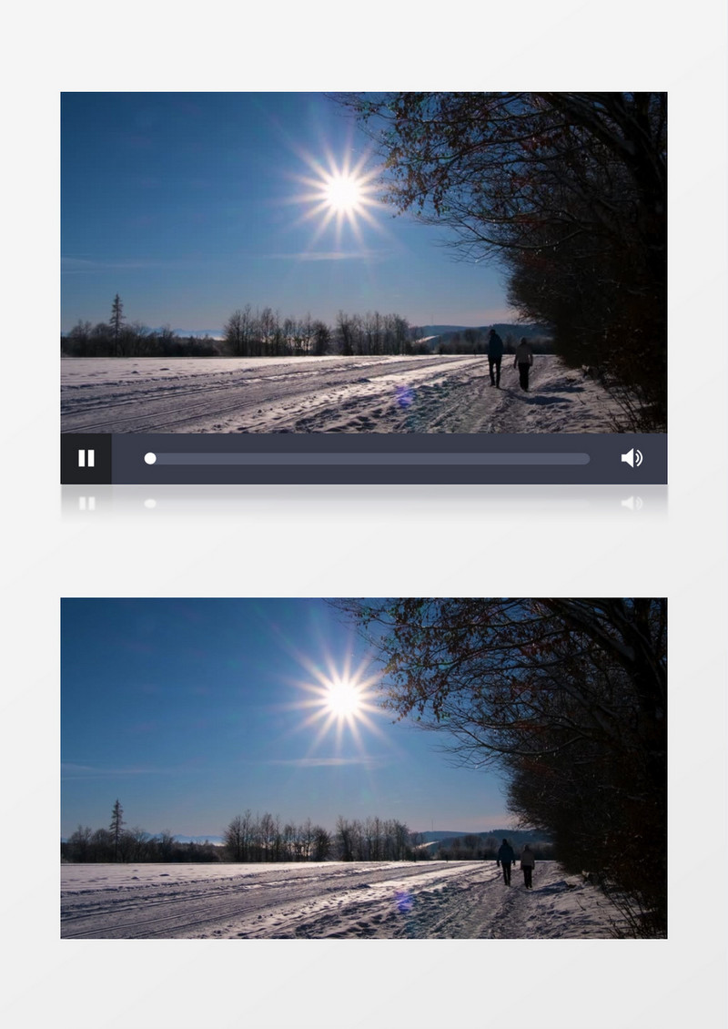 冬日的暖阳照耀在被冰雪覆盖的大地上实拍视频素材