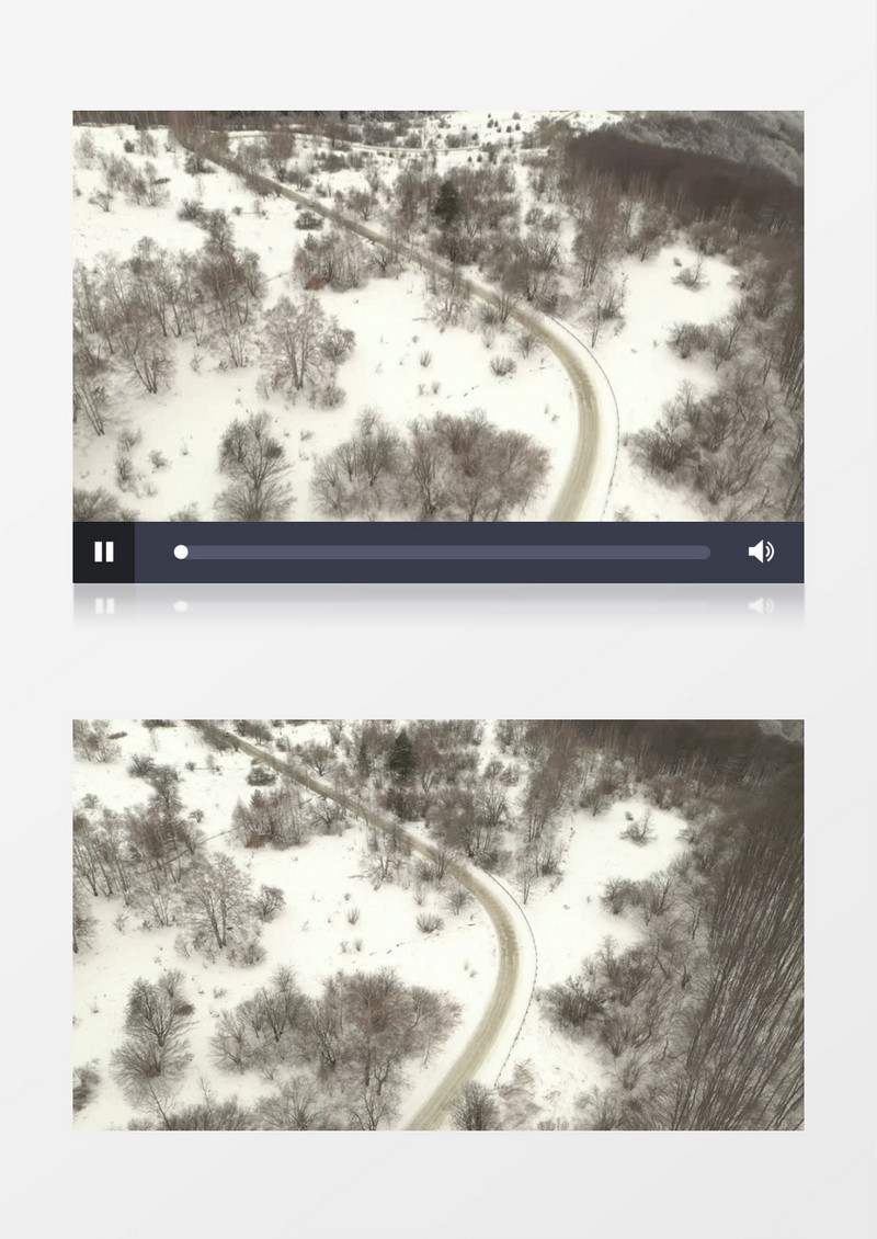 航拍汽车行驶在被冰雪覆盖的大地上实拍视频素材