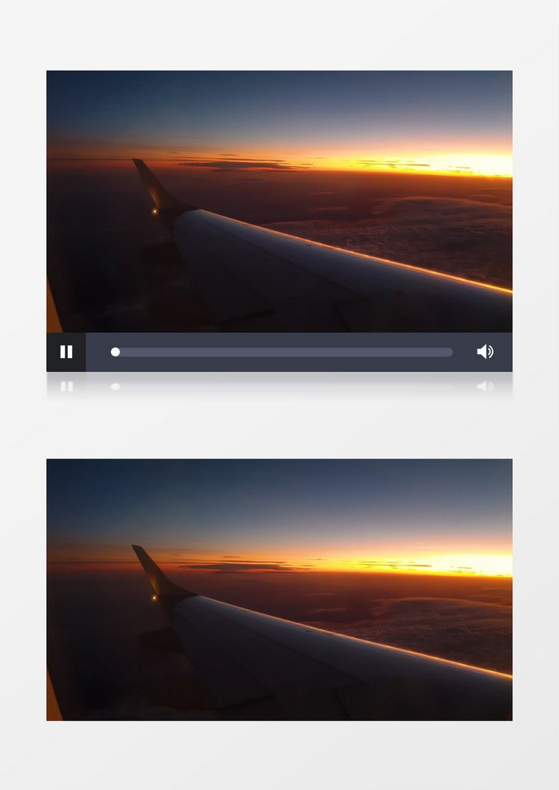 飞机机翼在夕阳的照射下实拍视频素材