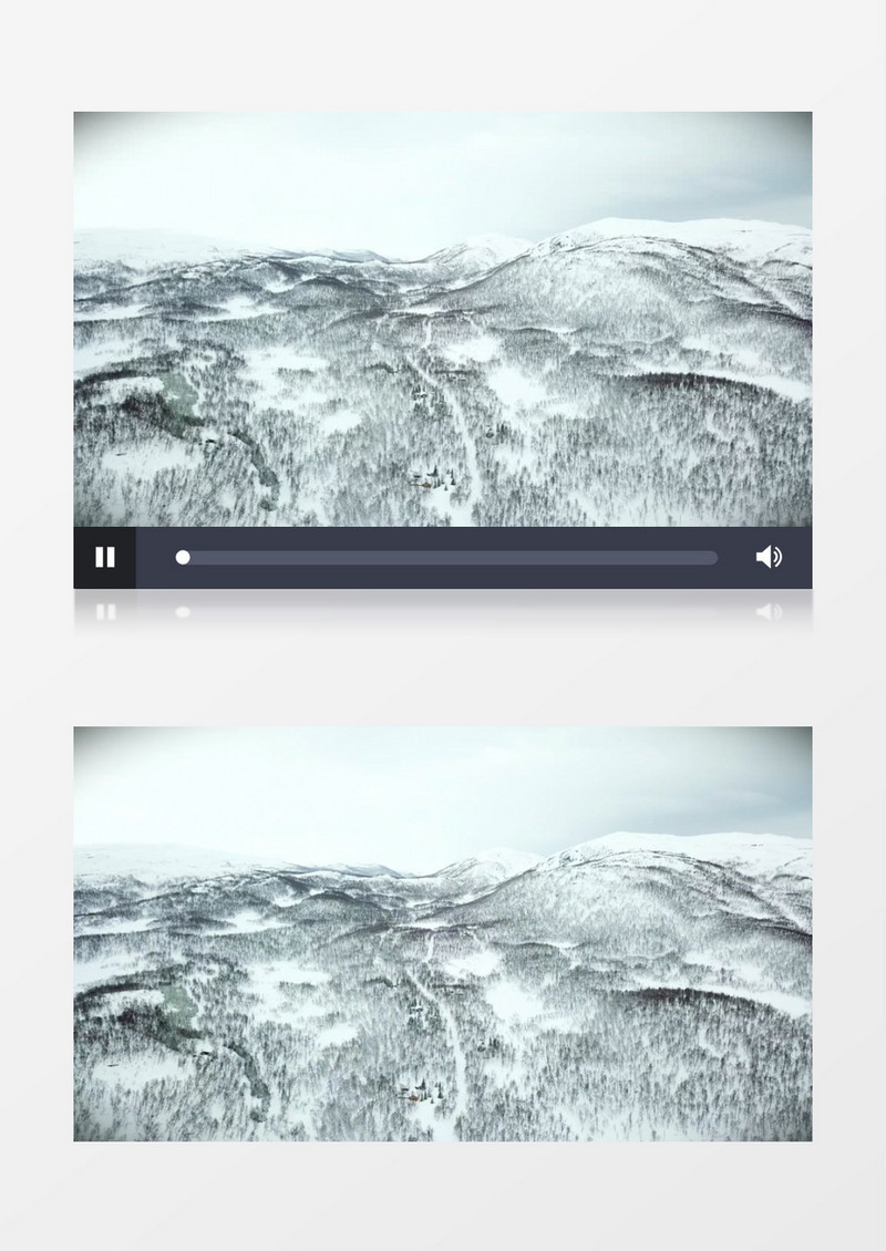 航拍被冰雪覆盖的丛林和山川实拍视频素材