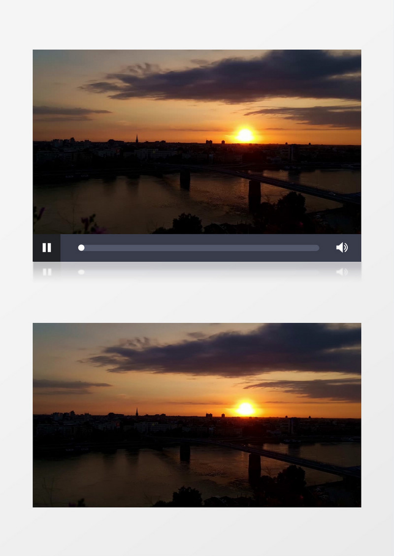 落日余晖下的大桥及湖水实拍视频素材