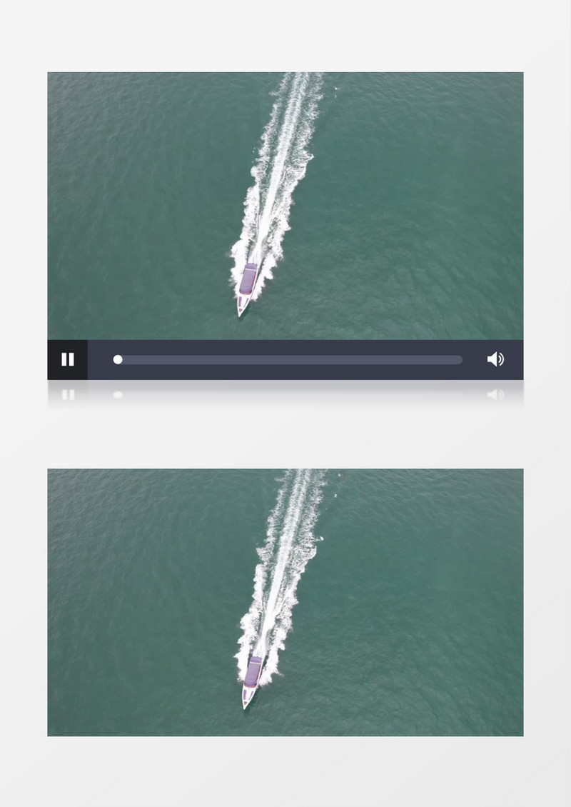 飞驰的游艇在水面上划出一道水浪实拍视频素材