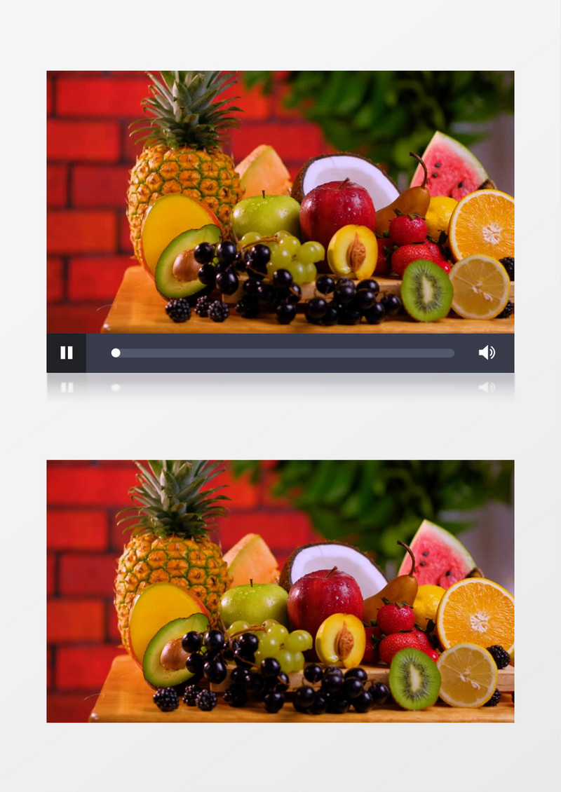 镜头扫过一桌水果实拍视频素材