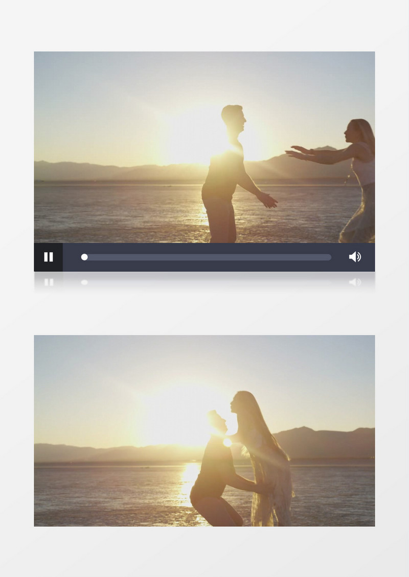 一对情侣在海边嬉戏实拍视频素材