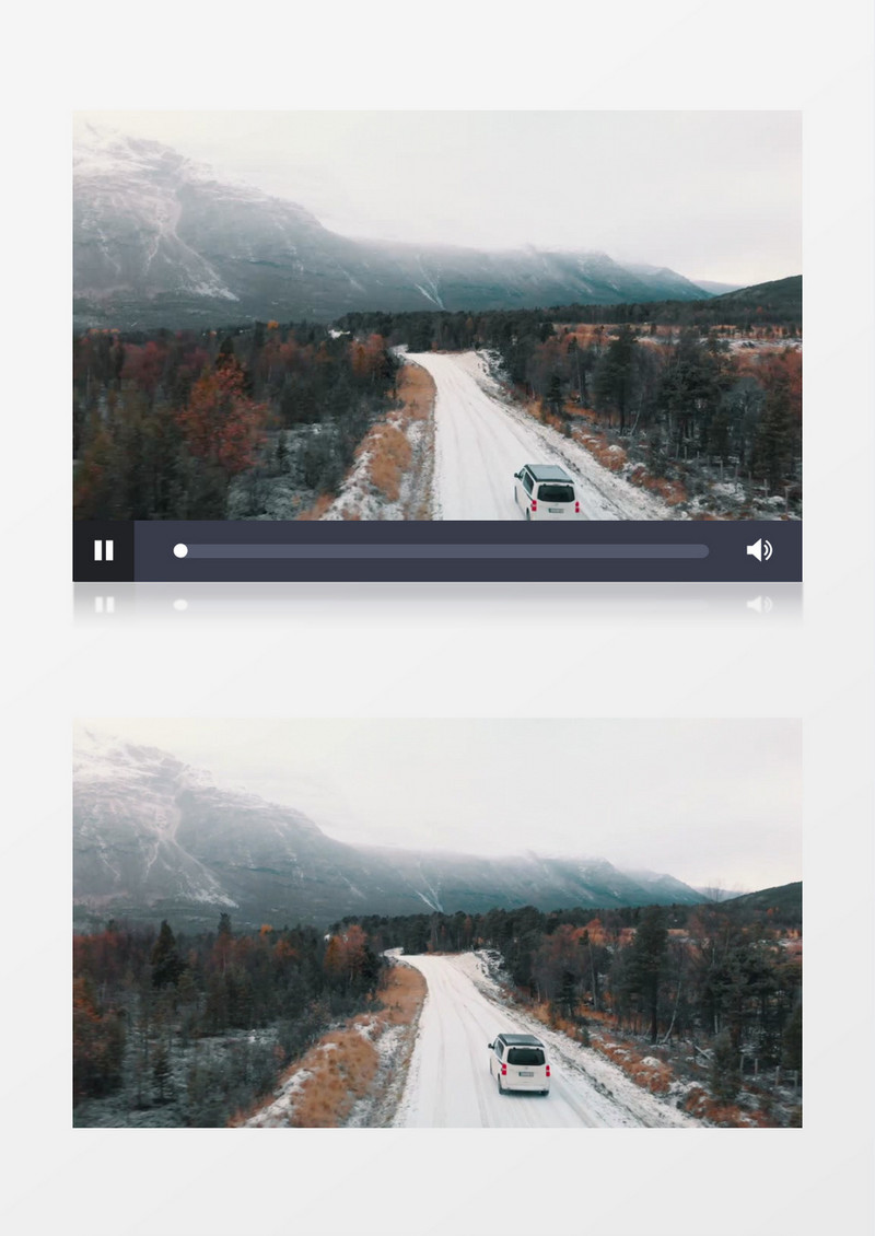 一辆汽车在山中雪地上行驶实拍视频素材