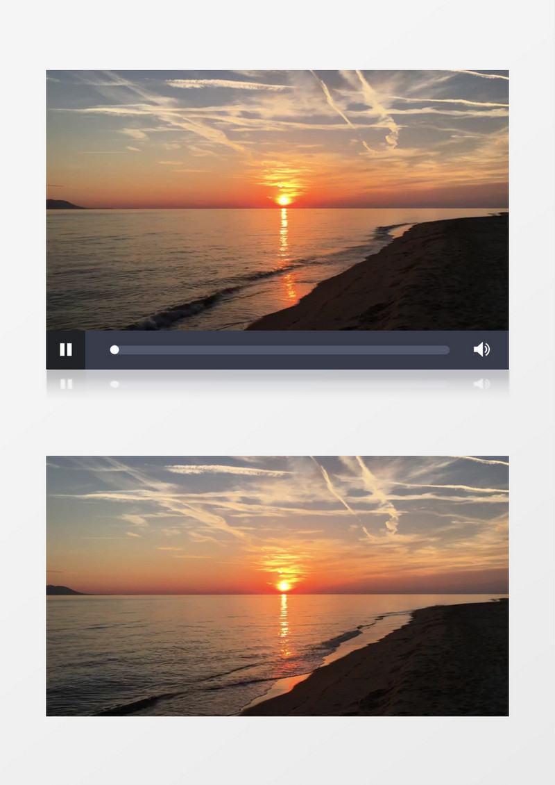 夕阳下海浪轻轻的拍向海滩实拍视频素材