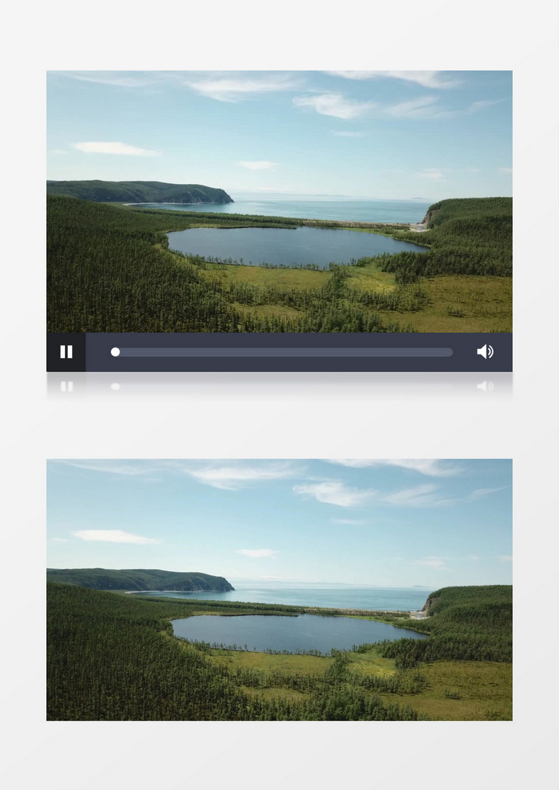 航拍森林及被森林包围的湖泊实拍视频素材