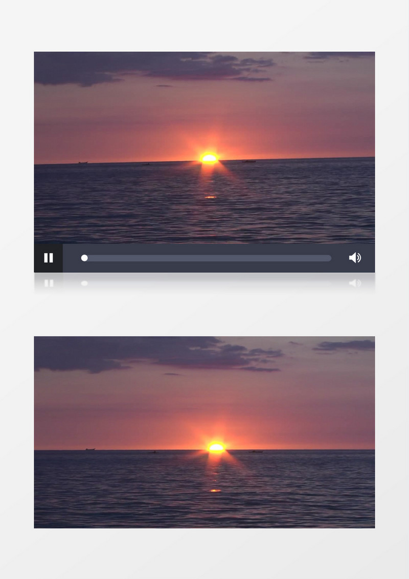 夕阳照耀下平静的海面实拍视频素材