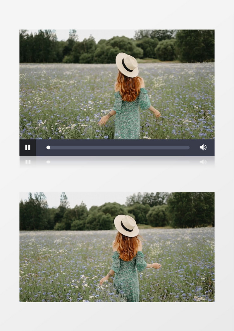 一个美女走在花丛中实拍视频素材