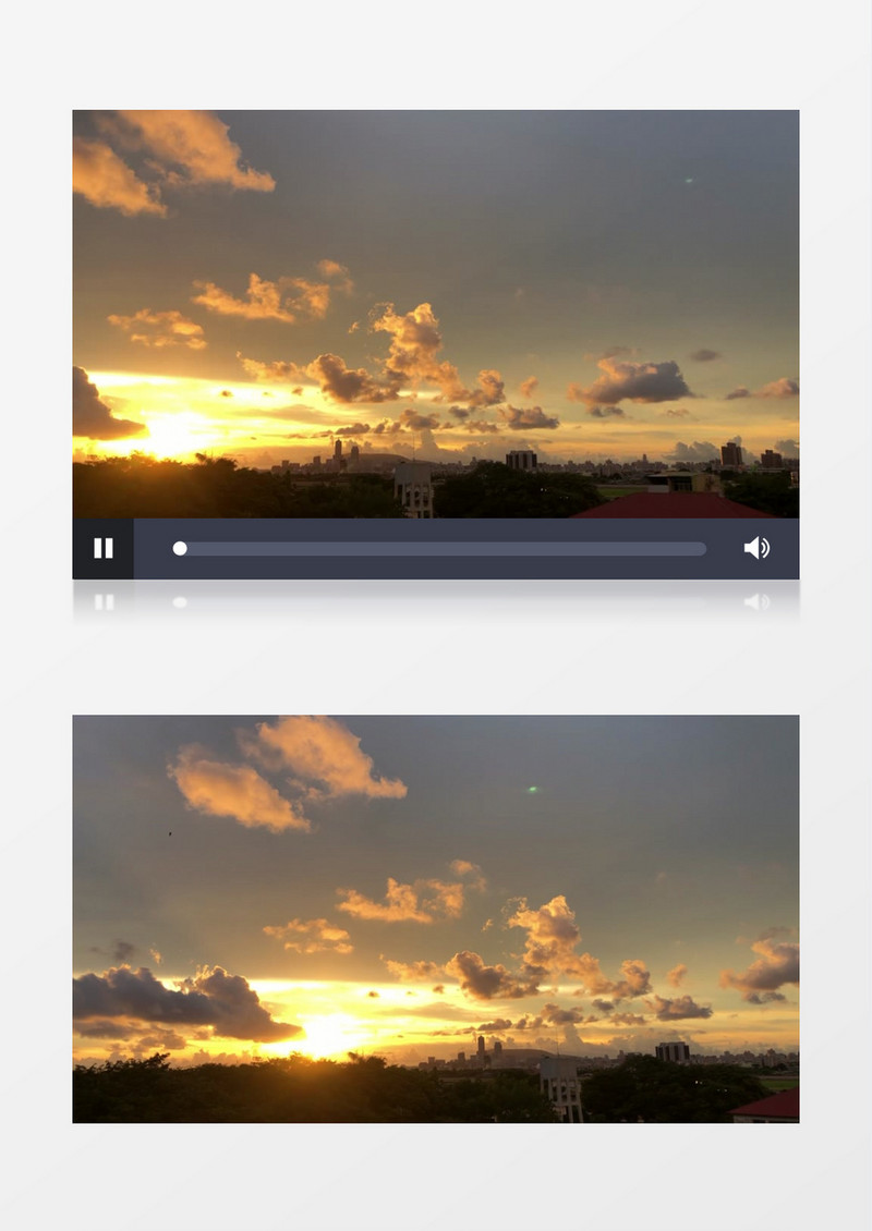 城市上空阳光将云团和天空染成金色实拍视频素材