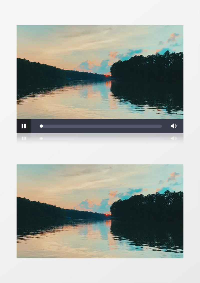 延时拍摄夕阳下森林中湖水的运动实拍视频素材