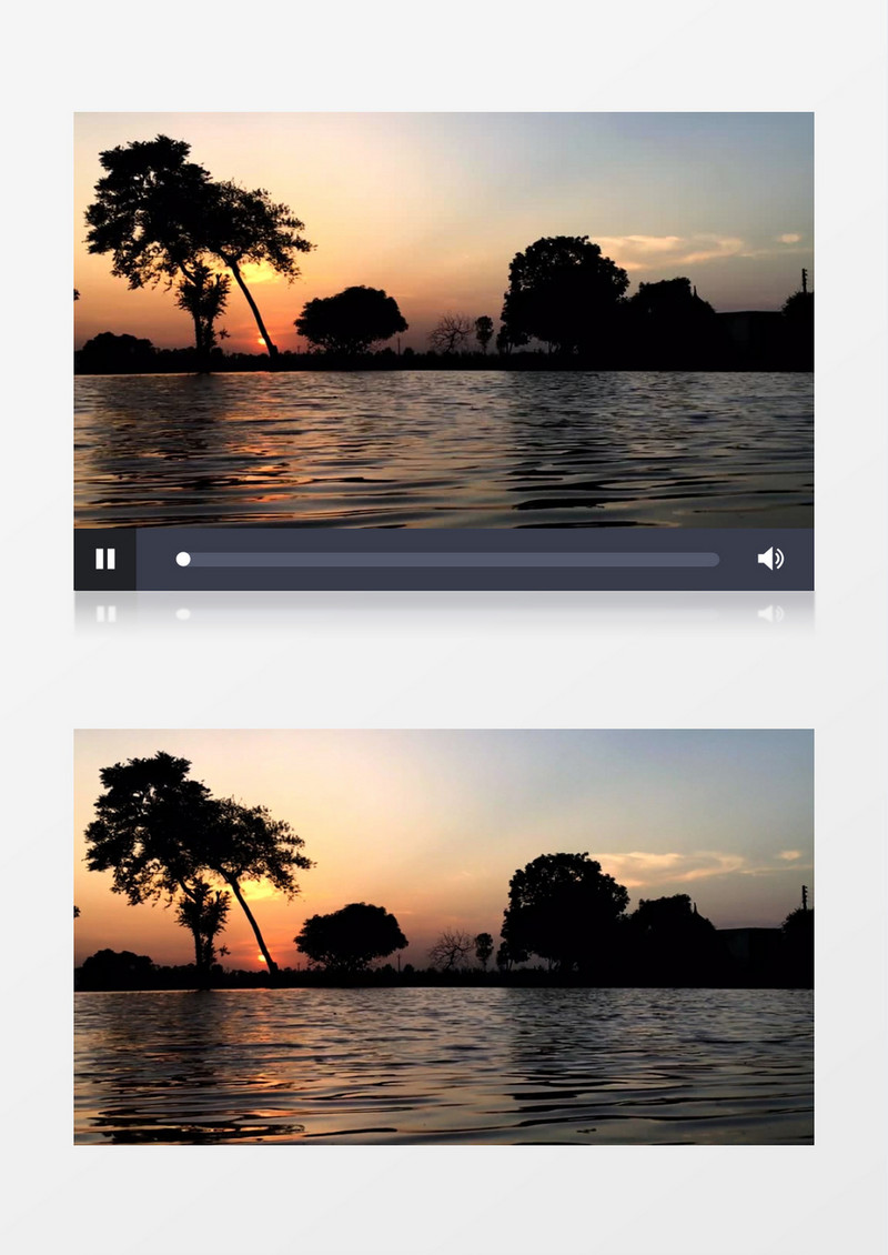 落日下波光粼粼的湖面实拍视频素材