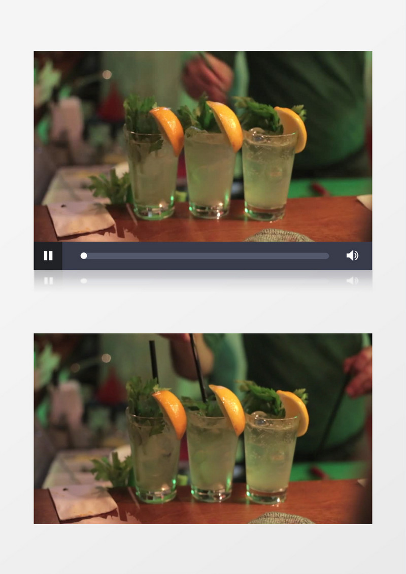 调酒师在给调好的饮品中插入吸管实拍视频素材