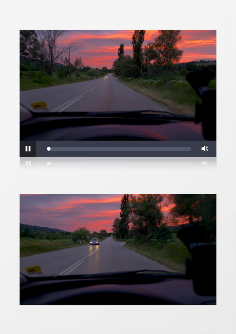 落日下汽车在的行驶实拍视频