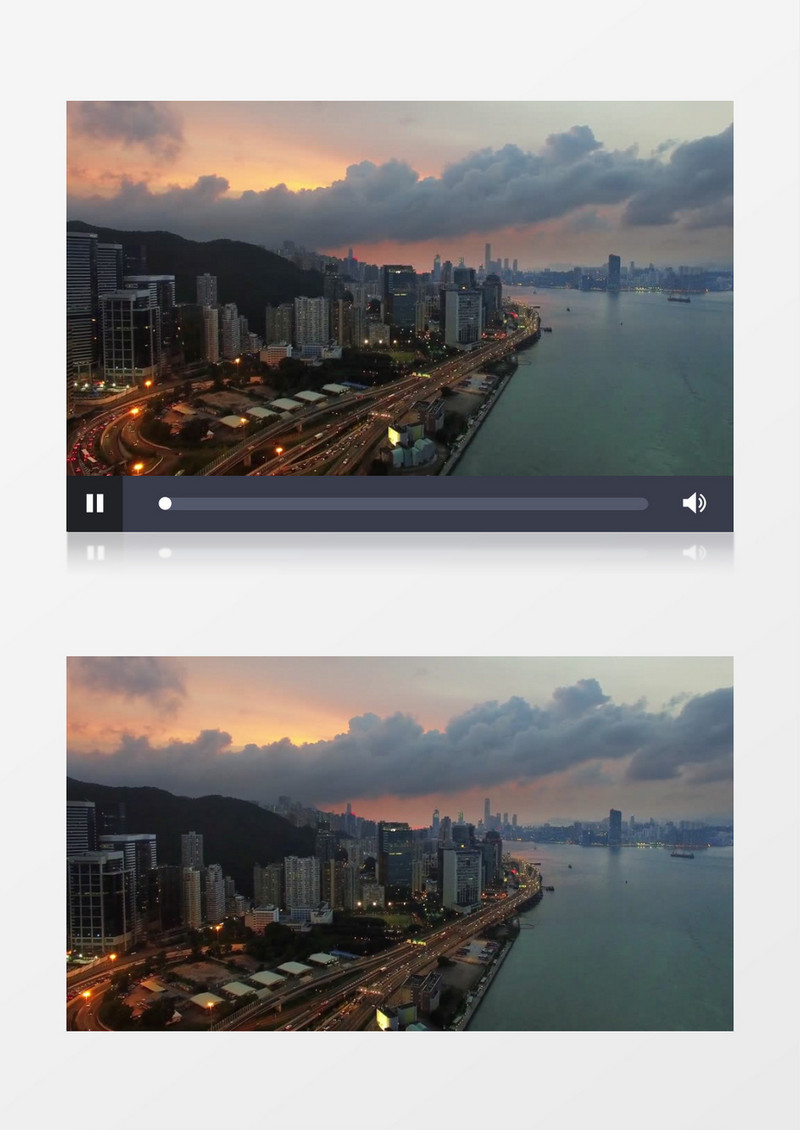 香港海港黄昏城市城市景观实拍视频