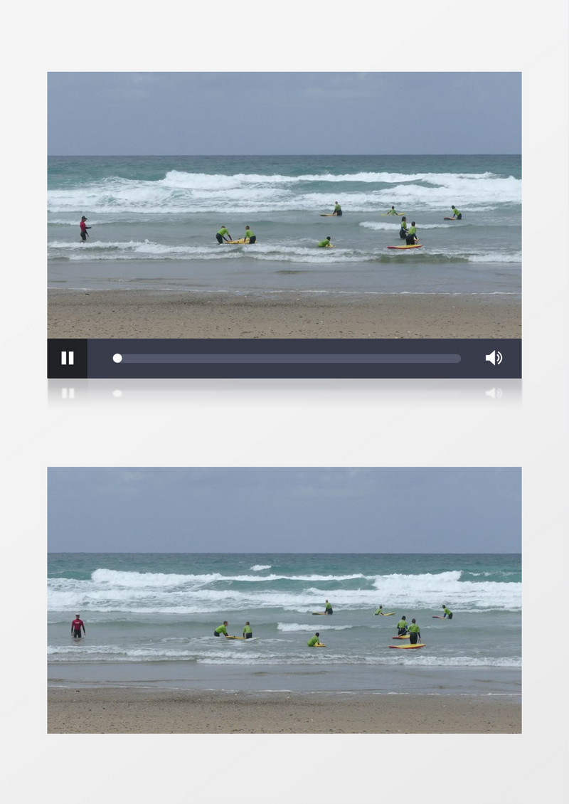  实拍海边冲浪的人群们实拍视频素材