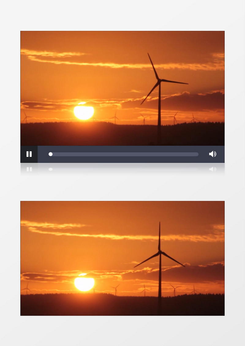 实拍唯美的落日景色旋转的风车实拍视频素材  