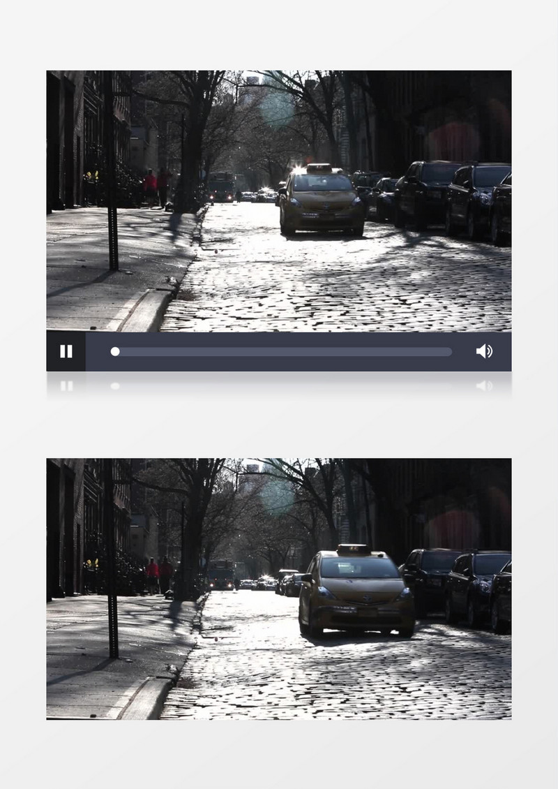近距离拍摄美国纽约城市中心出租车行驶实拍视频素材