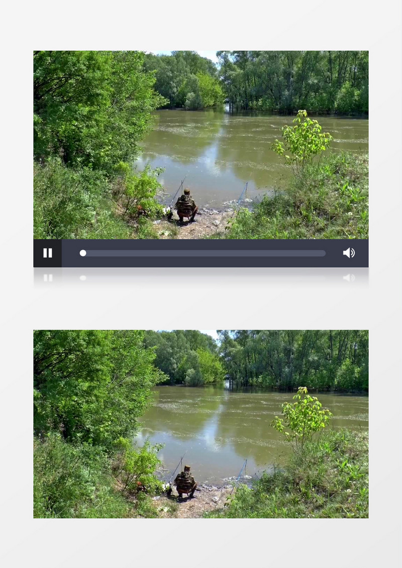 远距离拍摄俄罗斯夏季户外河流边渔夫捕鱼钓鱼实拍视频素材