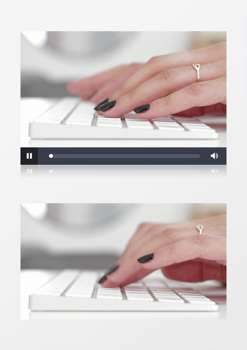 近距离拍摄办公室女性工作中手指操作电脑白色键盘实拍视频素材