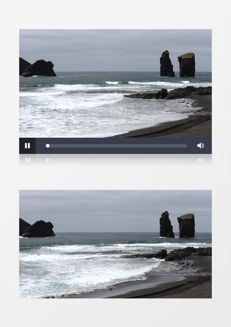 户外海边沙滩岩石涨潮落潮实拍视频素材