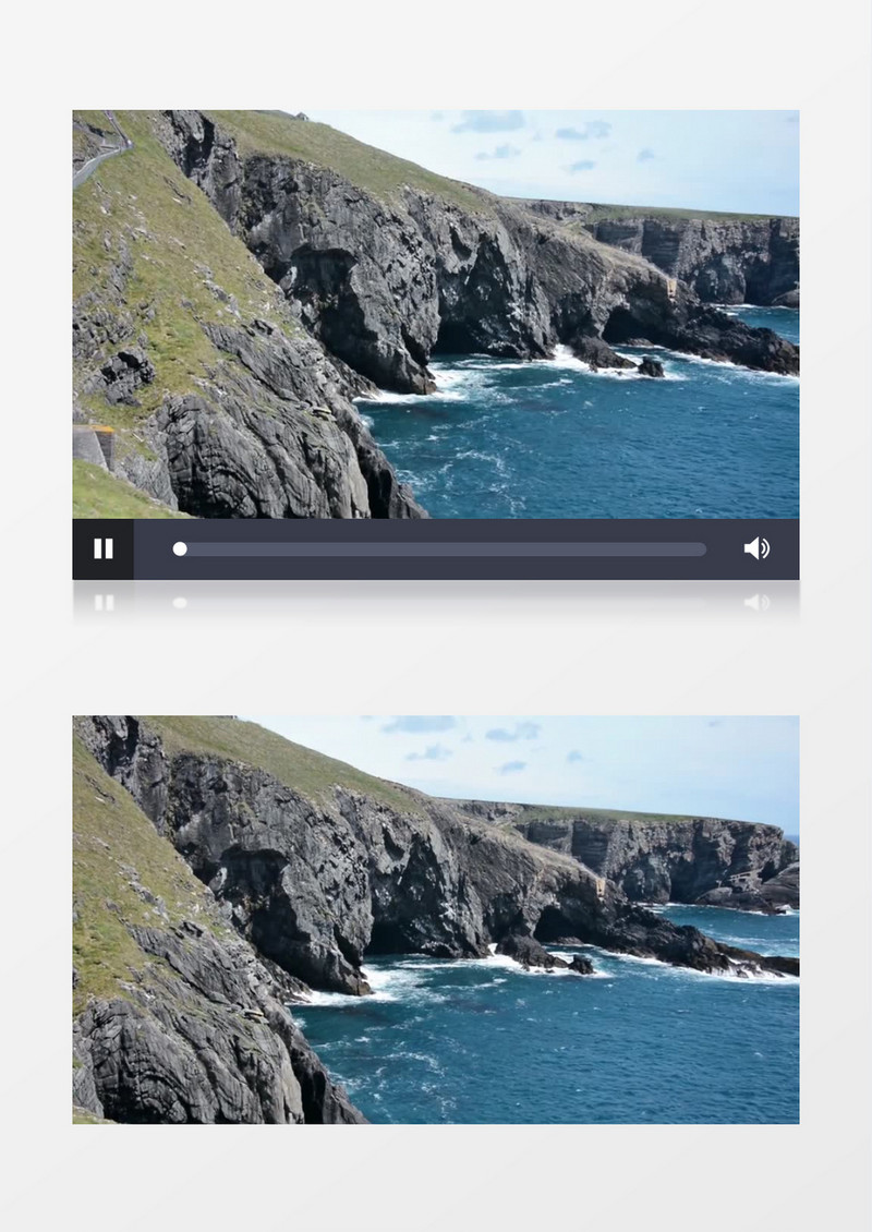 白天户外爱尔兰岩质海岸海边悬崖实拍视频素材