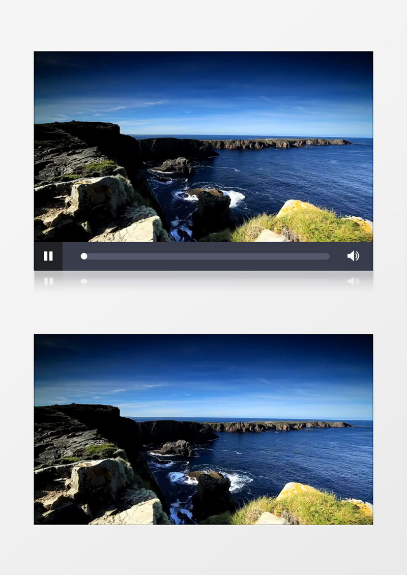 高清实拍海天一线的美景以及礁石边上层层的浪花实拍视频素材