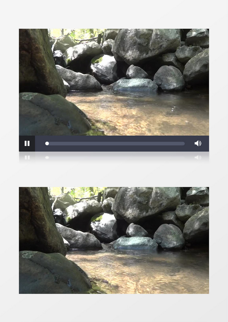 宁静树林里涔涔流动的溪水实拍视频素材
