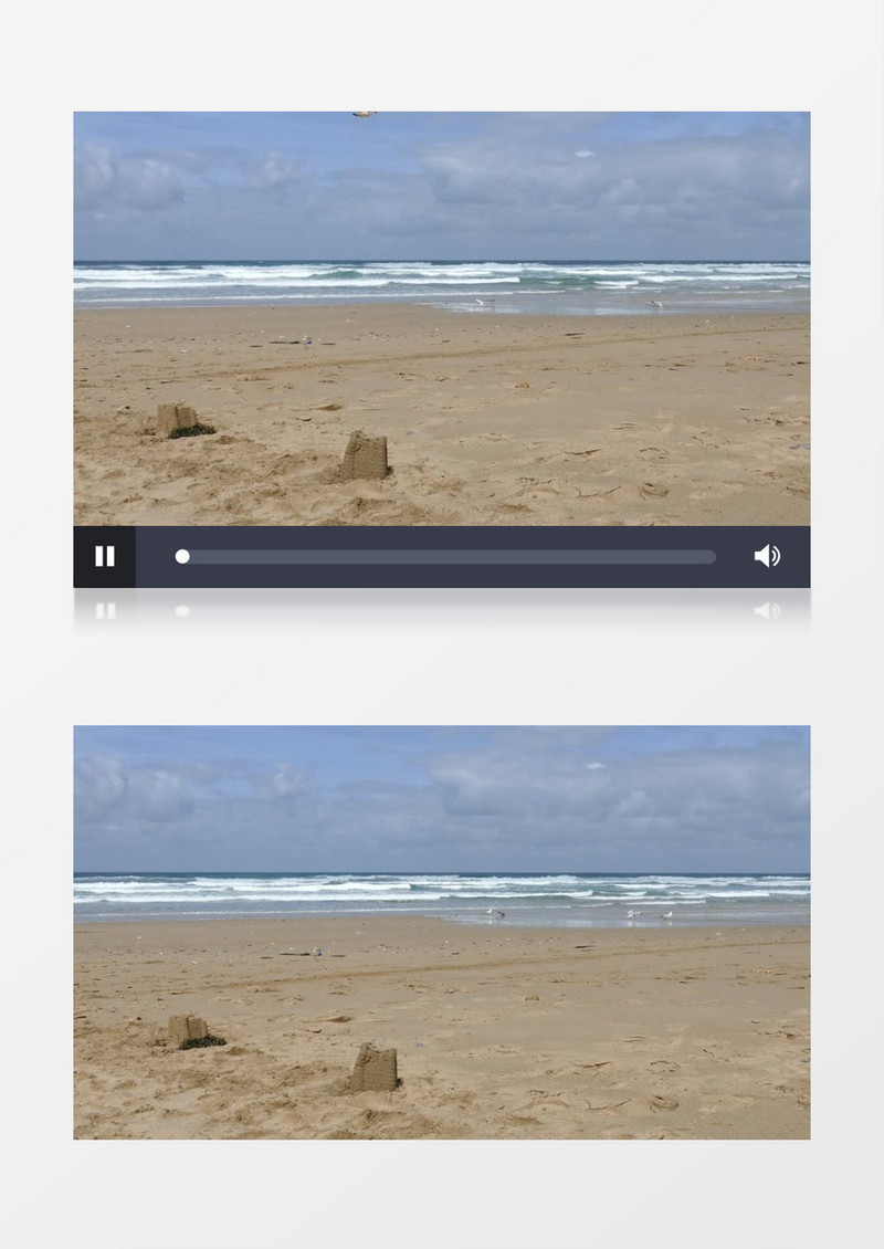 近距离拍摄夏天白天海边度假沙滩海鸥飞翔实拍视频素材