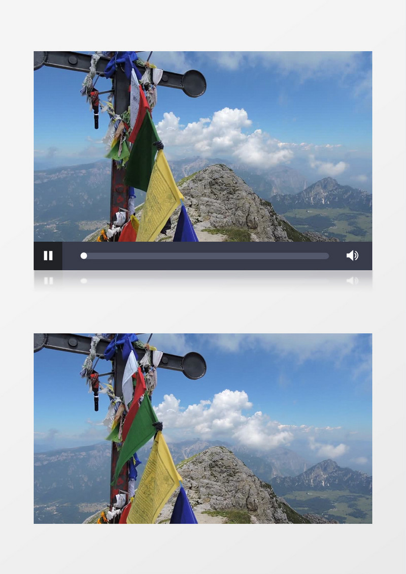 高清拍摄户外室外蓝天白云徒步旅行旗帜飘拂实拍视频素材