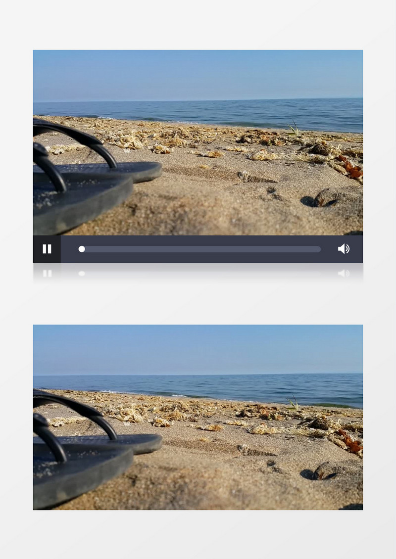 近距离拍摄土耳其海边海滩岸边黑色拖鞋实拍视频素材