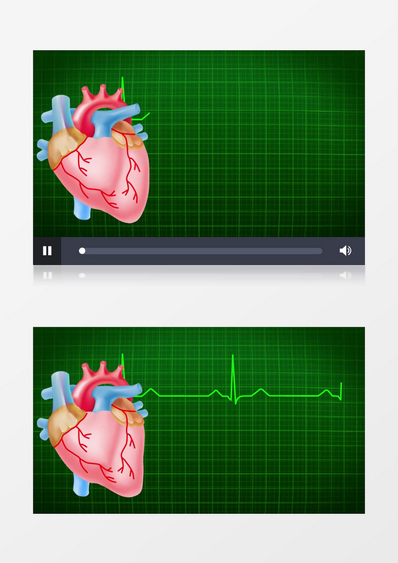 3D动画模拟演示人体心脏跳动心电图视频素材