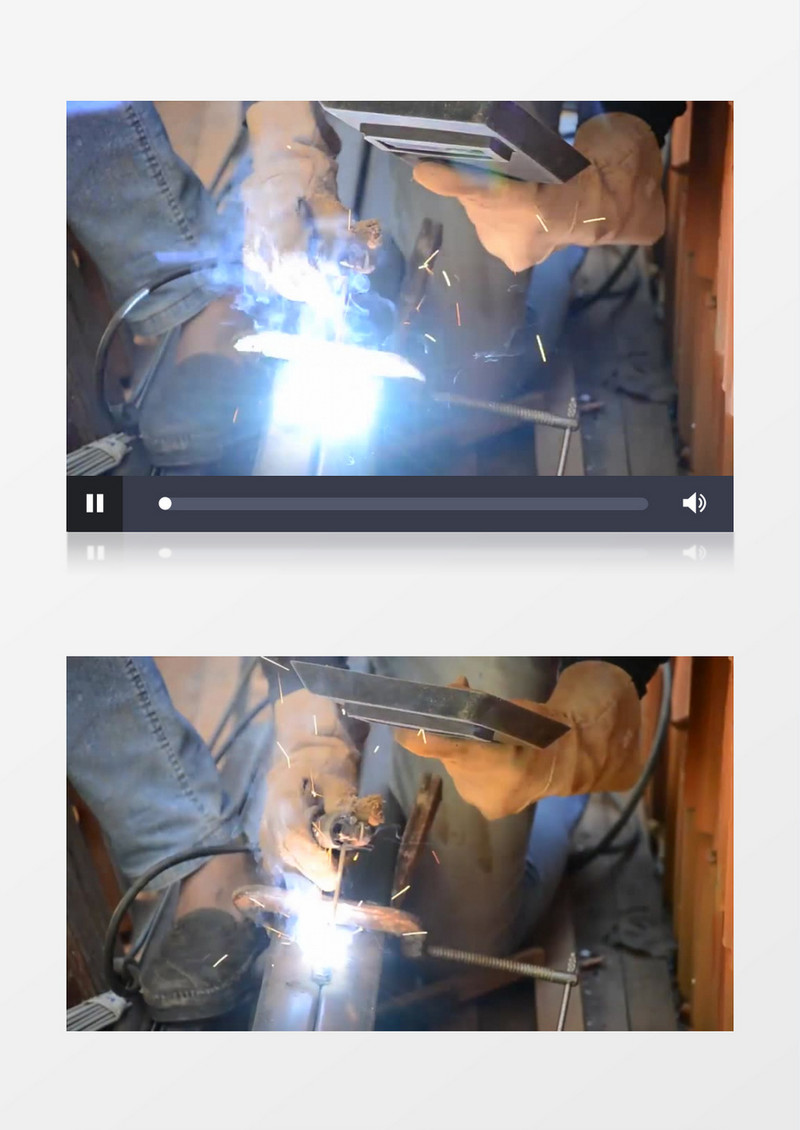 高清近距离拍摄工人焊工焊金属钢铁龙骨实拍视频素材