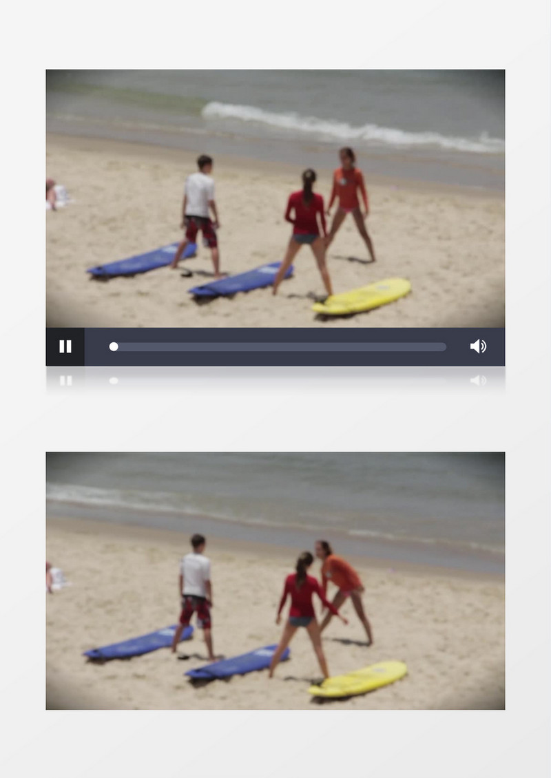 高清模糊散景拍摄海边沙滩夏天教授年轻人瑜伽动作实拍视频素材