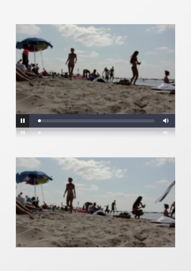 模糊散景拍摄户外沙滩海边海滩人群休闲度假游泳晒太阳实拍视频素材