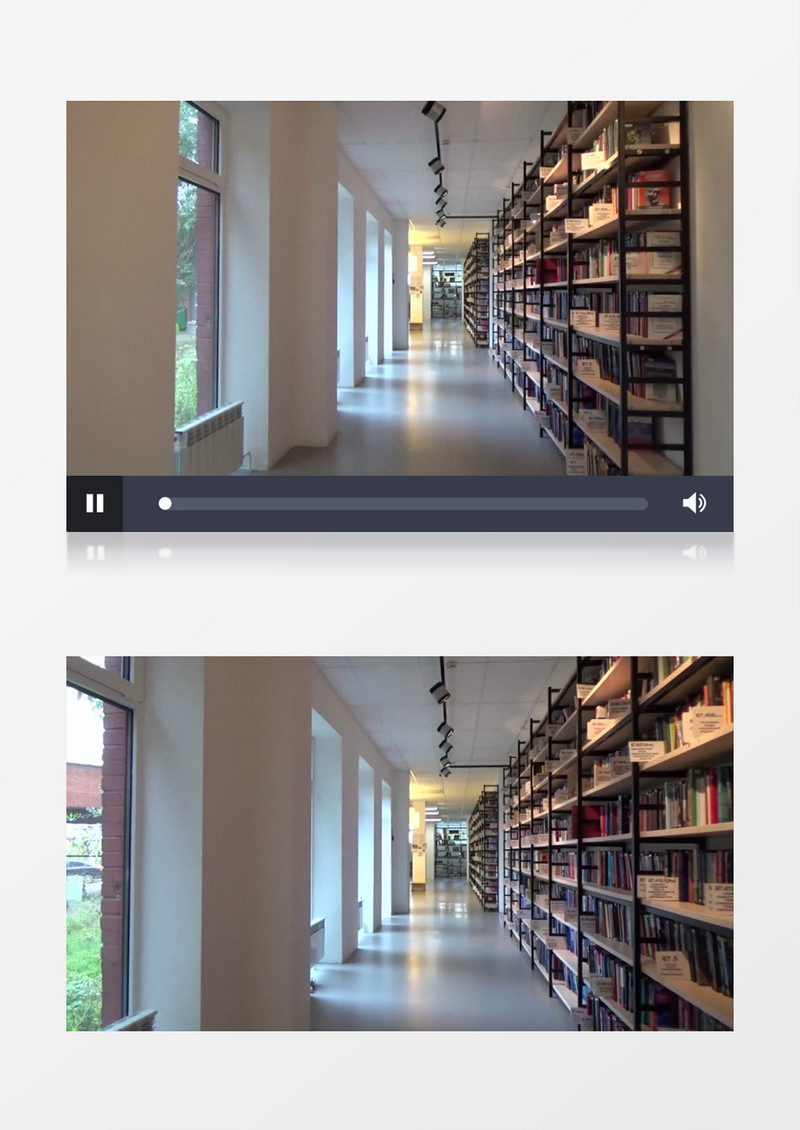 高清移动拍摄学校图书馆阅读室书籍实拍视频素材