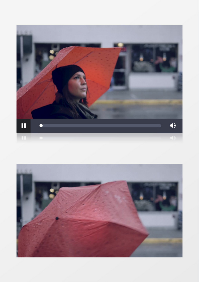 冬天城市下雨女孩街道散步实拍视频素材