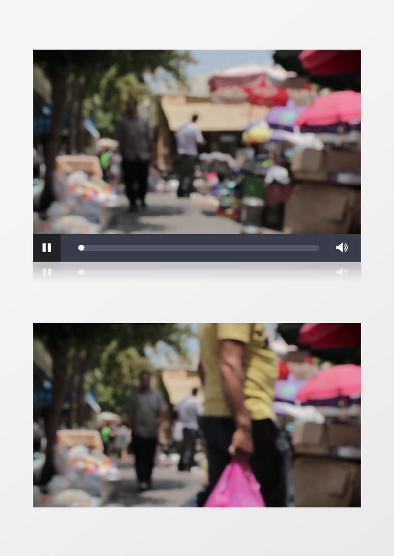 模糊散景拍摄夏天跳蚤市场人群购物漫步实拍视频素材