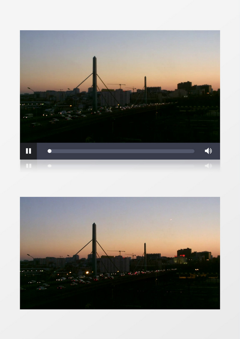 晚霞黄昏灯光巴黎桥梁交通实拍视频素材
