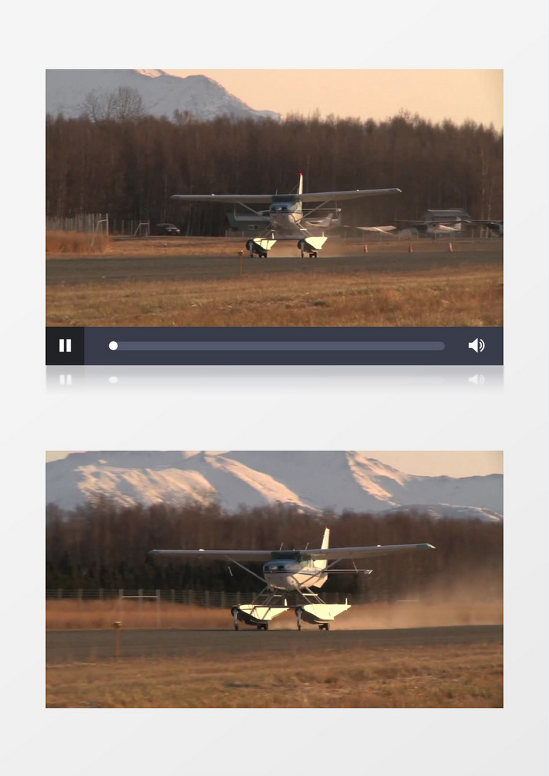 秋天飞机飞行员跑道飞行实拍视频素材