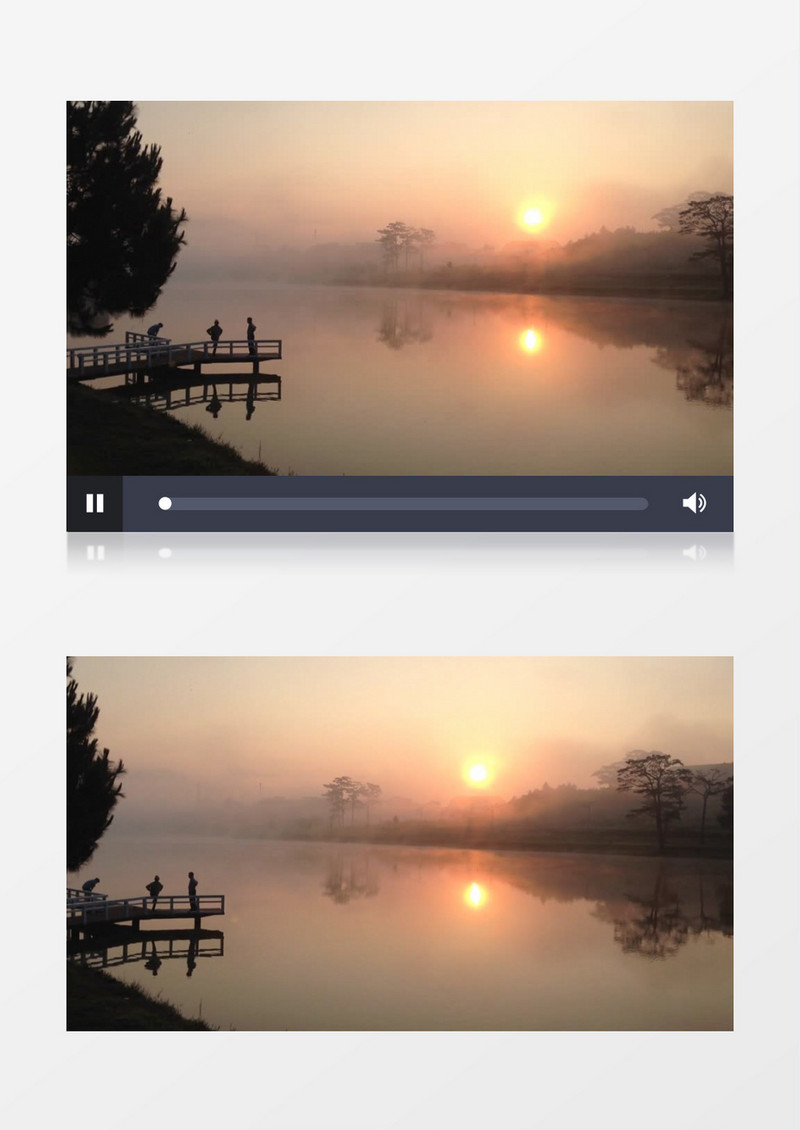 日落晚霞安静湖面水汽实拍视频素材